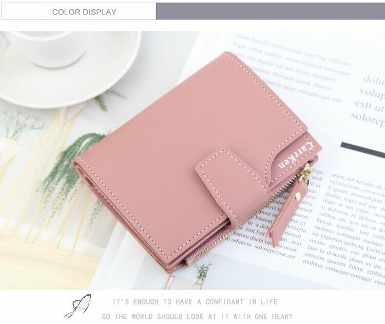 Women's Wallet PU Leather Clutch Bag Hasp Small Coin Pocket Purse Short Purse Handbag Short Zipper Card Holder 6Colors