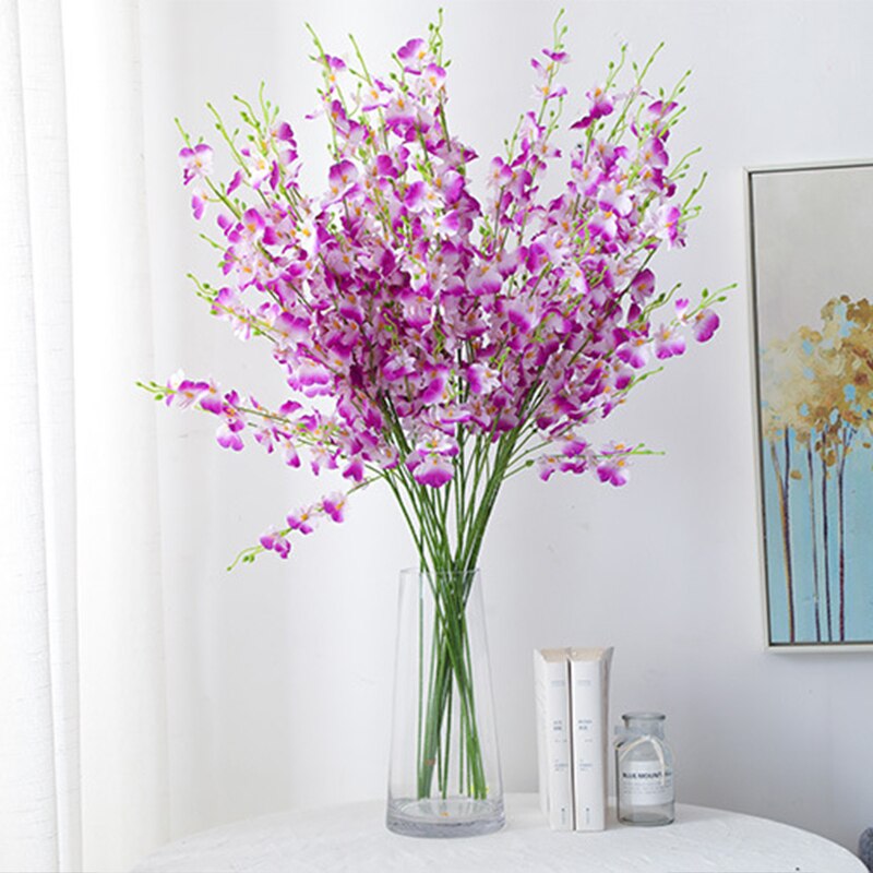 Yellow Dancing Orchid Artificial Flowers Wedding Home Flower Arrangement Crafts Vases Decoration Phalaenopsis Diy Potted Plants