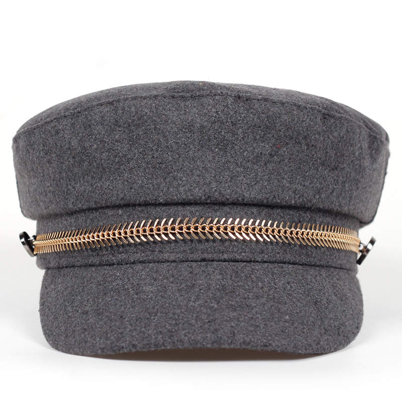 VORON-gorro cálido de lana para mujer, boina más gruesa, gorros para pasadores, boinas para hombre, estilo Guay, venta directa de fábrica: Gris