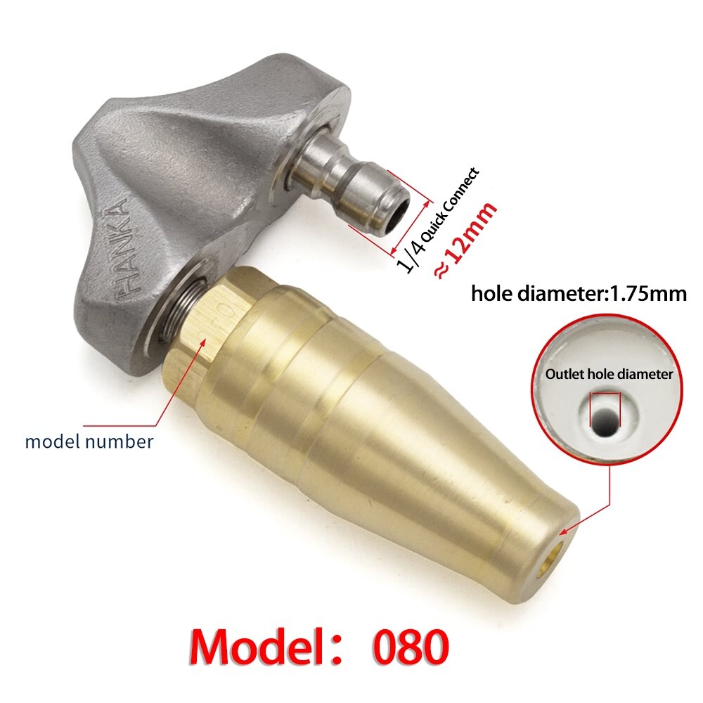 and Sewer Jetting Turbo Nozzle High Pressure Washer Kit Rotary Drain Cleaning Root Ranger Nozzle: 080 1.75mm