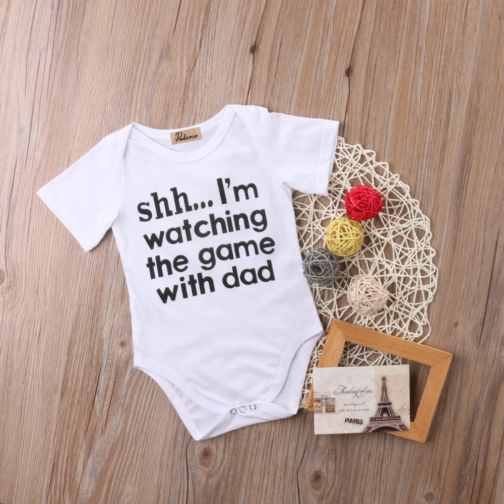 Summer Cotton Newborn Infant Baby Boy Girls Short Sleeve Letter Cotton Bodysuit Jumpsuit Clothes Outfits