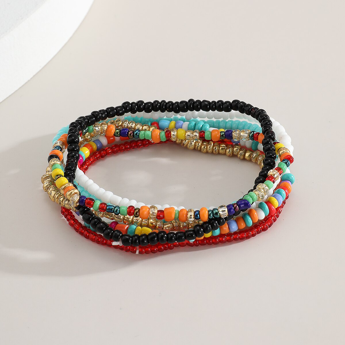 IngeSight.Z 7 – Bracelets en perles de rocaille arc-en-ciel pour femmes, bijoux bohème, chaîne de poignet en acrylique coloré, pièces/ensemble