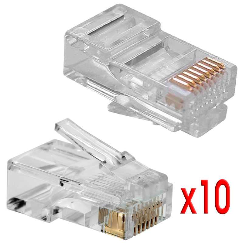 OcioDual – lot de 10 connecteurs réseau ethernet type RJ45 pour sertissage, 10 connecteurs CAT.5E, câble à sertir avec broches x CAT 5e