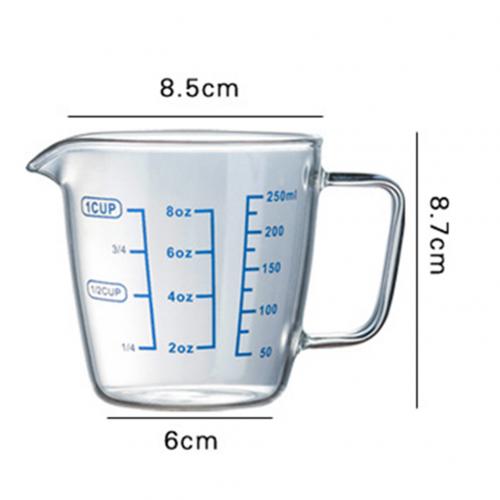HEIßE VERKÄUFE!250ml 500ml Wärme-breiter Glas Messbecher Milch Skala Mikrowelle Messen Krug: 250ml