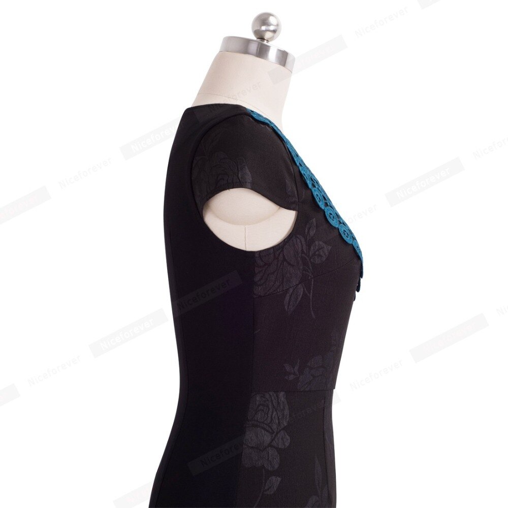 Nice forever Vintage Elegant Patchwork Office Dress Business Party Bodycon Women Pencil Dress B551