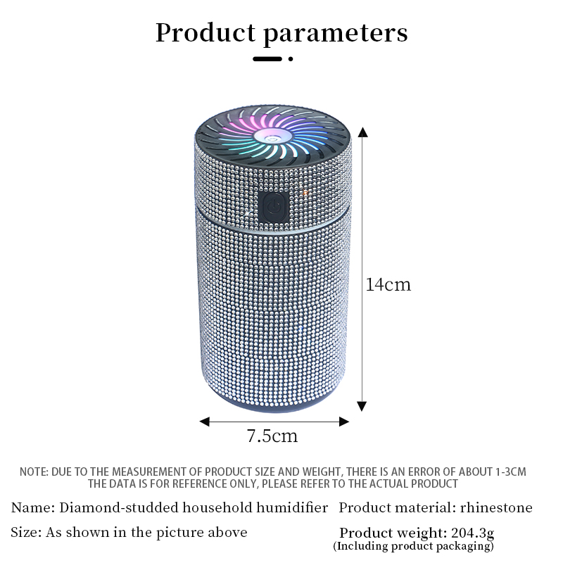 Luxe Glanzende Auto Diffuser Luchtbevochtiger Met Led Licht Diamant Auto Luchtreiniger Diffuser Luchtverfrisser Bling Auto Accessoires