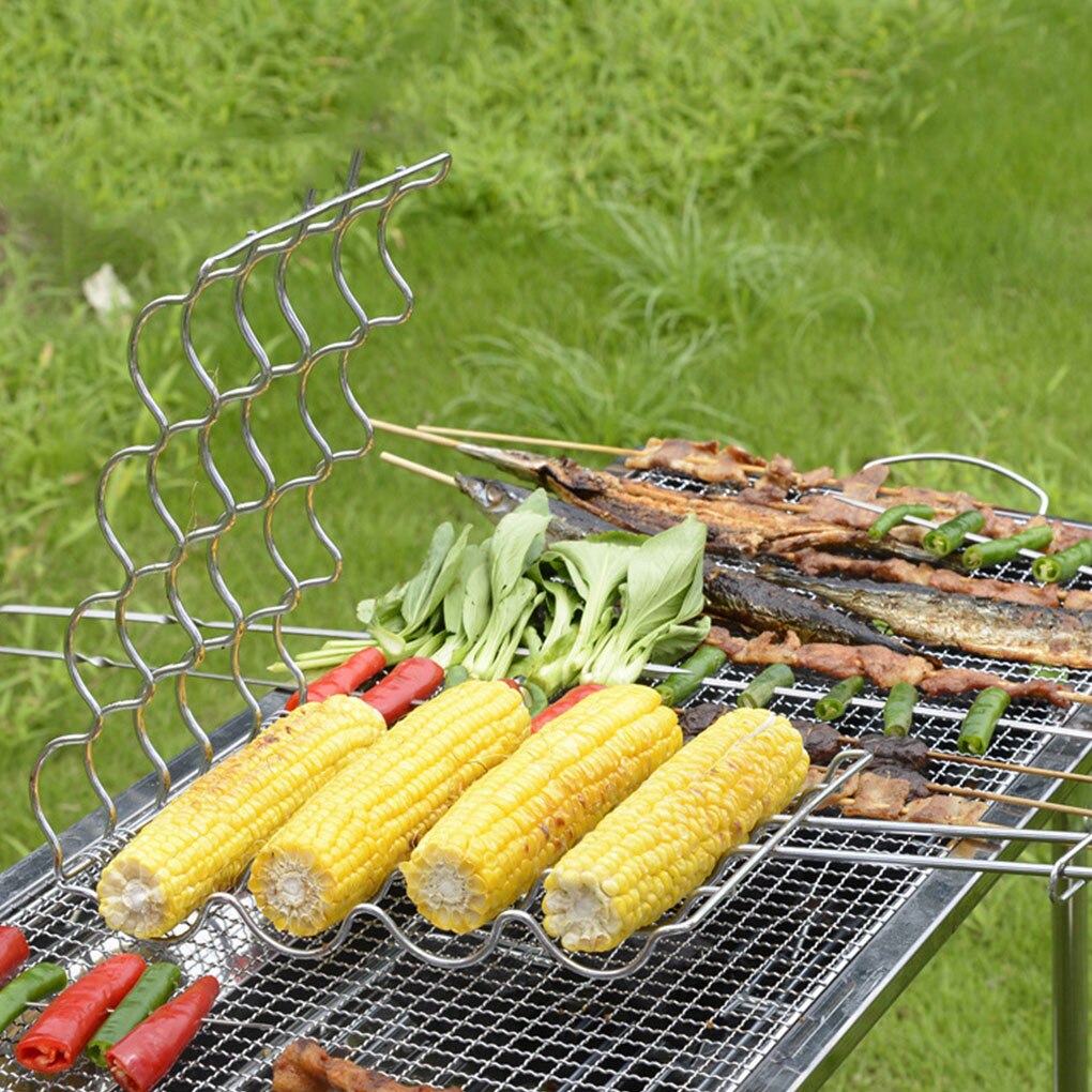 Grilled Corn Clamp Grilling Basket with Removable Handle Outdoor Grill Rack Tool