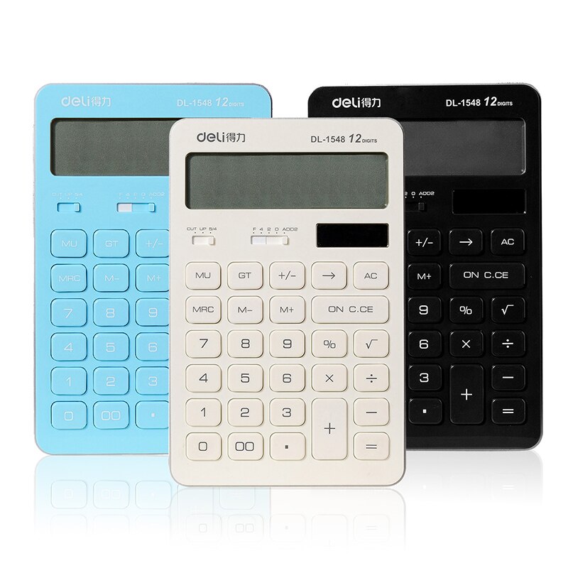 Calculadora de energía Solar para oficina, dispositivo Original de doble potencia Deli 1548A,