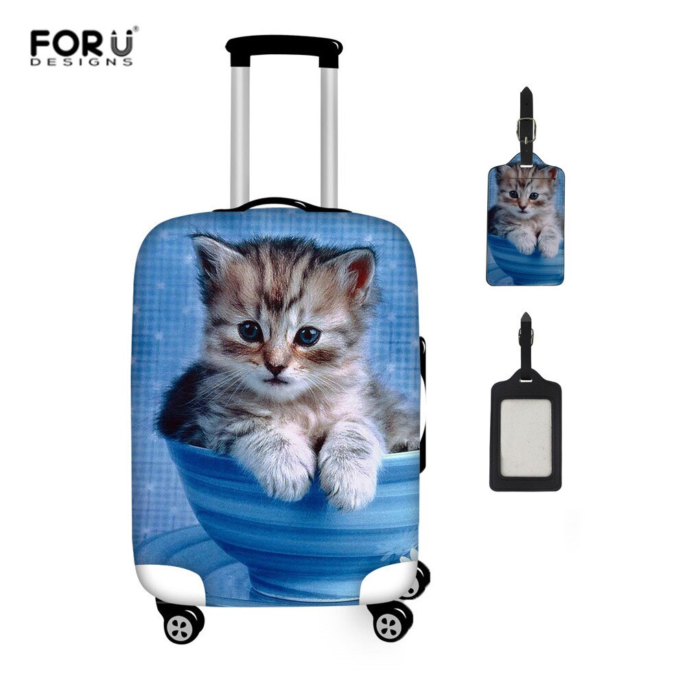 FORUDESIGNS Suitcase Cover - Elastic, Waterproof, Dustproof - Cute Cat Animal Print - S/M/L/XL Sizes: H1406-2pcs / L