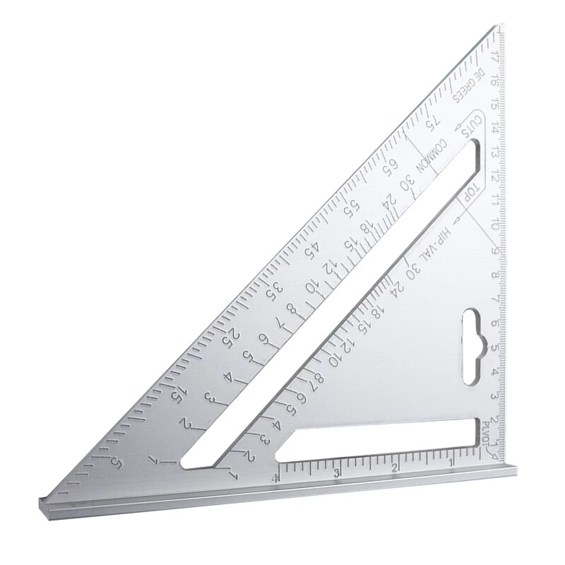 Multiruler Metal Setsquare 7 Inch Triangle Ruler Knitting Ruler Drawing Templates Lineaal Measuring Meter For School Office: Silver