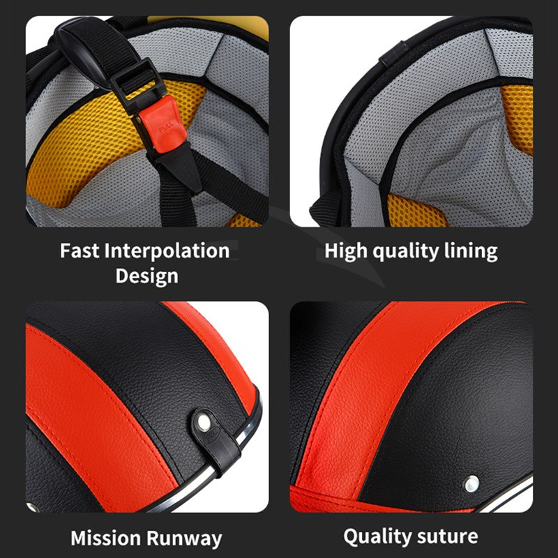 Helmen Scooter Gezicht Beschermende Helm Fiets Hard Baseball Cap Half Open Motorfiets Veilig Hoed Abs Lederen Baseball Cap Skate Helme