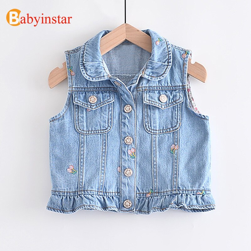 Babyinstar-Chaleco vaquero de para bebés y niños, prendas de vestir, bonitos para niña, bordado, estilo encantador