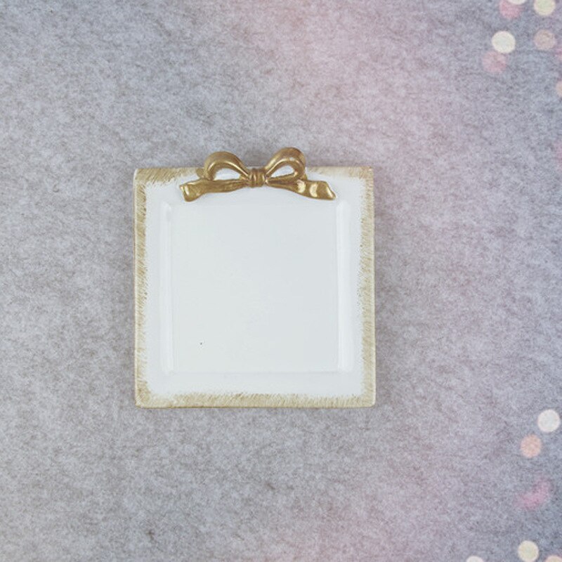 1PCS Strik Hars vierkante Platen Decoratie Ambachten Snack candy cake opbergvak Ringen Sieraden schotel Snack schotel voor bruiloft: White