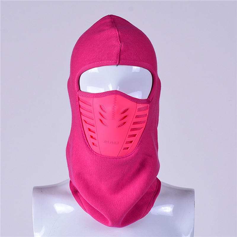 Full Face Winter Face Covers Neck Protection Fleece Thicken Thermal Face Scarf Windproof Warm Face Hat With Ventilate Hole: rose Red