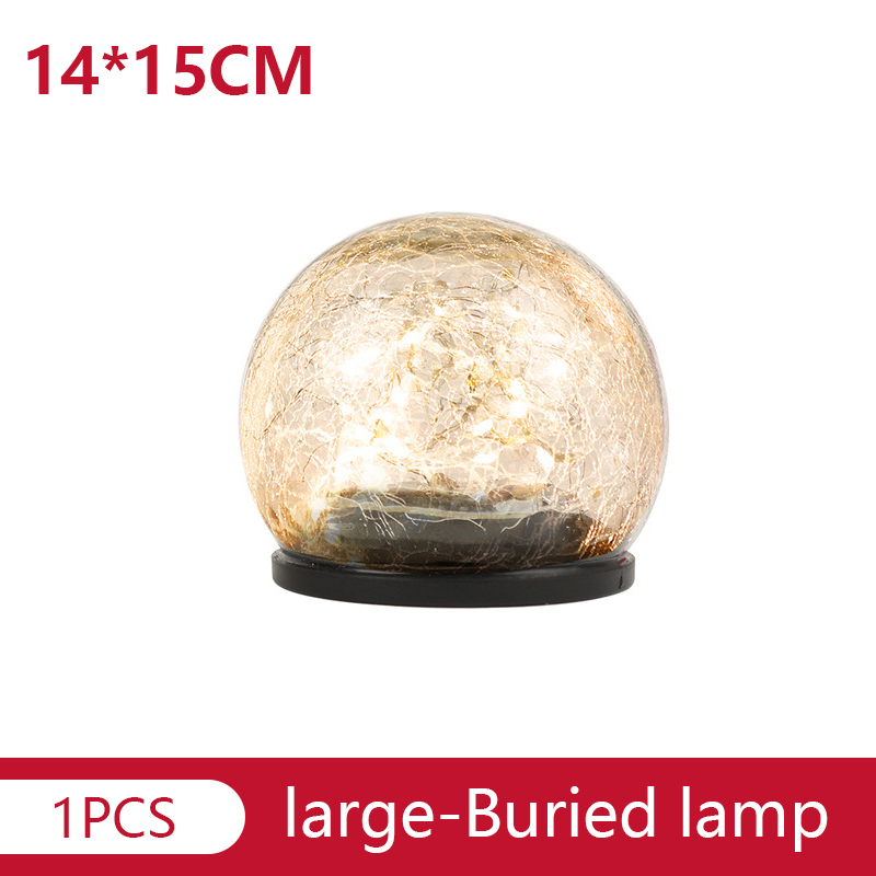Outdoor LED Solar Court Crack Glass Ball Light Buried Garden Grass Lamp Balcony Layout Decoration Christmas Waterproof Light: 15cm 1PCS