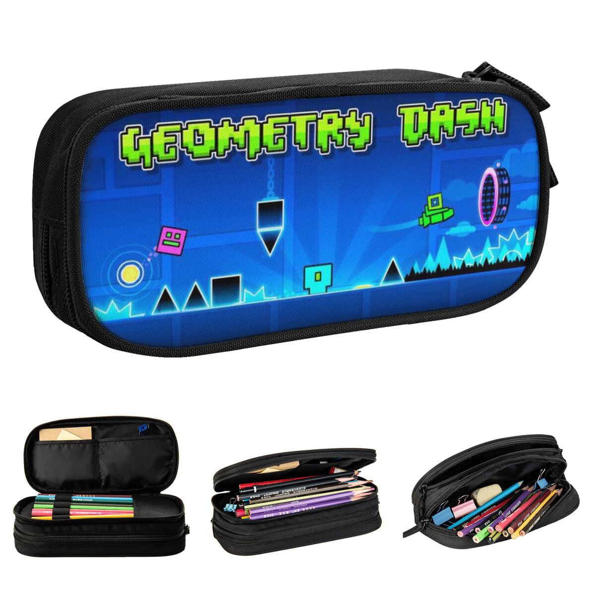 Geometry Dash etui dubbellaags grote capaciteit voor school etui perfecte