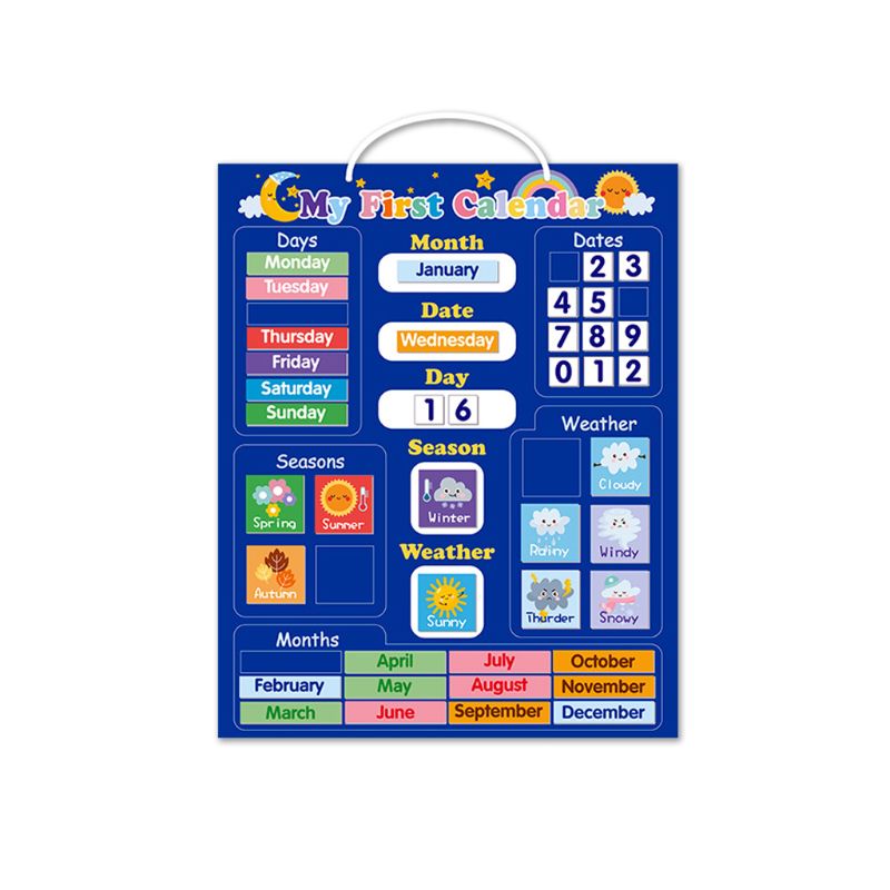 Tablero magnético de calendario meteorológico para niños, desarrollo del cerebro completo, aprendizaje de la inteligencia, iluminación, juguetes creativos