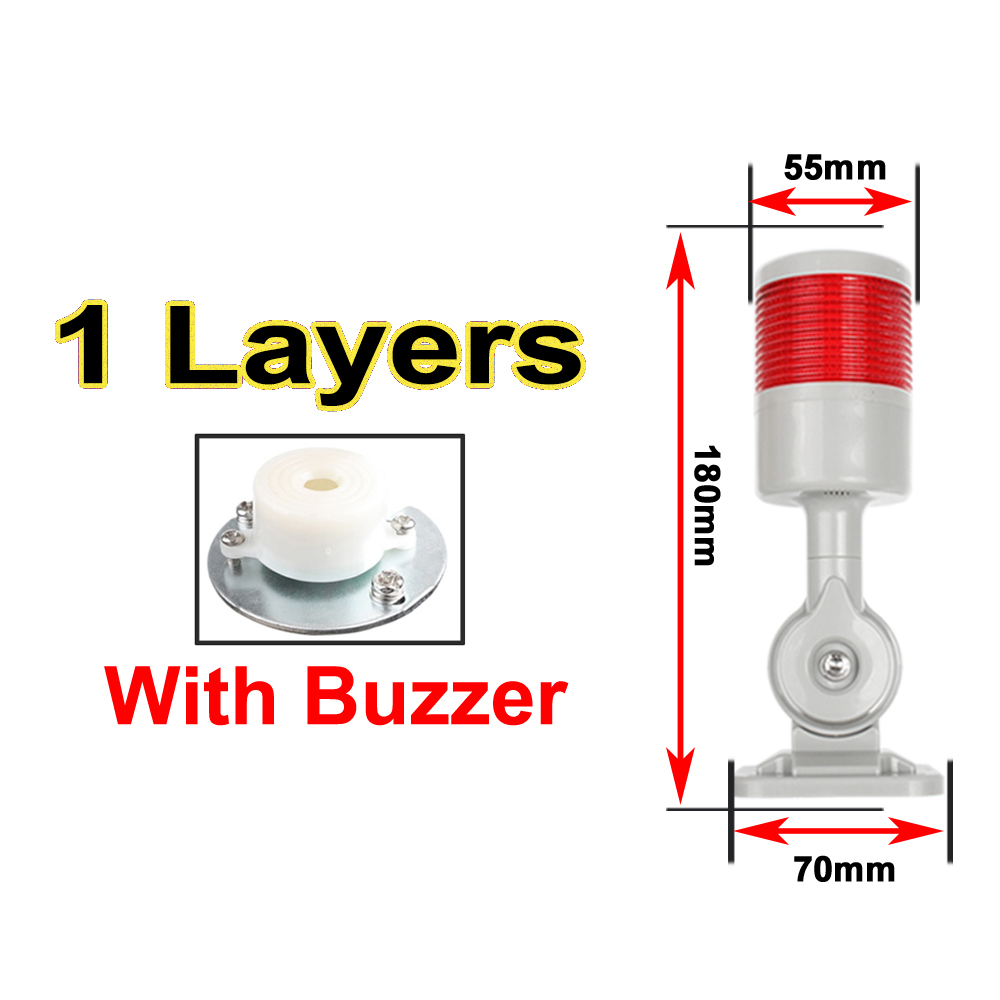 180 pila giratoria luz roja naranja ámbar verde luz de advertencia industrial para máquina CNC 24V CC 12V luz intermitente constante LED