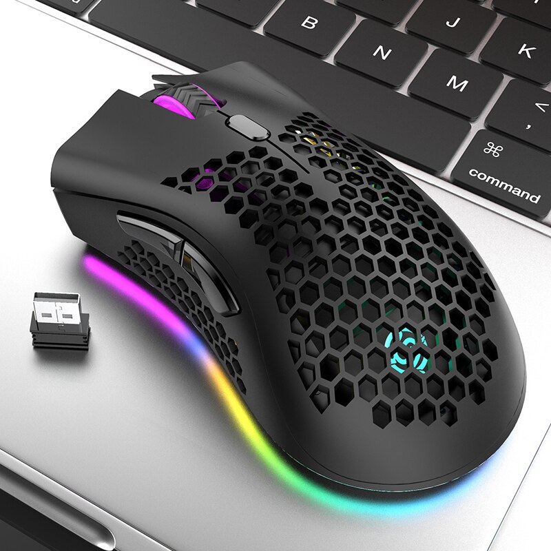 2.4G Rechargeable Wireless Gaming Mouse for Desktop PC Computers RGB Light Honeycomb Hollow Mouse for Gamer Notebook Laptop Mice