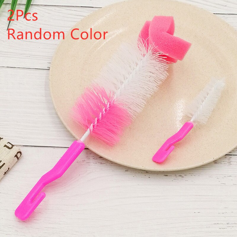 2Pcs Baby Wash Nipple Bottle Brush 360-Degree Rotating Head Cleaning Sponge Cup Brush Kit Baby Products: 2PC Random Color