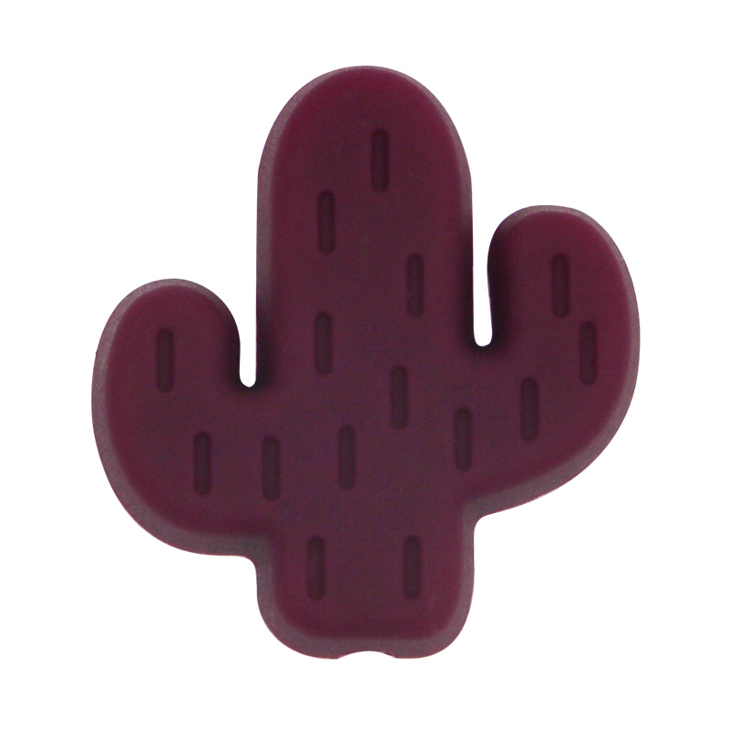 Kovict – attache-sucette en Silicone, 10 pièces, dessin animé petit Cactus bébé rongeur sans BPA nourriture, anneau de dentition soins infirmiers, perles: 10pcs Wine red