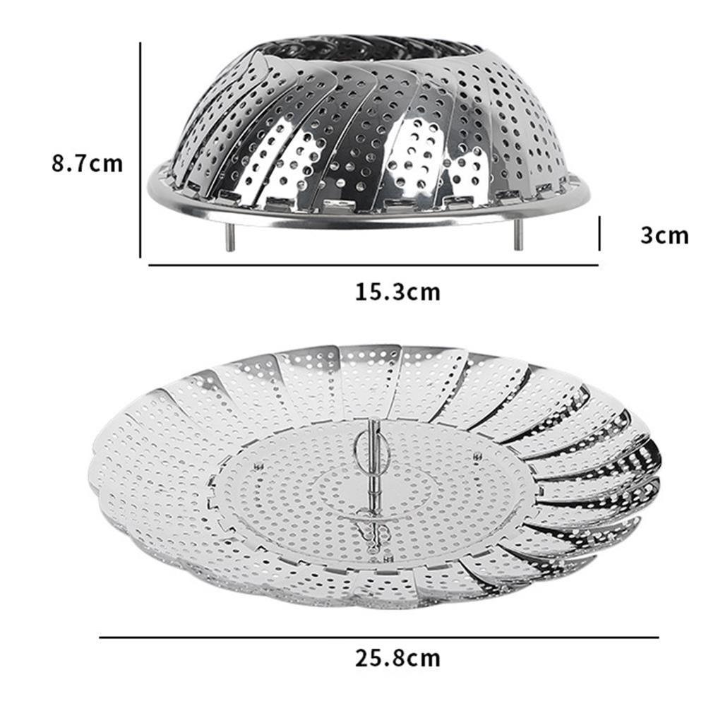 Foldable Stainless Steel Steamer Vegetable Kitchen Steamer Utensils Mesh Fruit Cookware Cooking Rack Kitchen Basket Tools: M