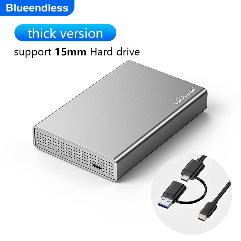 Blueendless Aluminum Case HDD Enclosure 2.5 External inch SATA hard drive enclosure Usb 3.1 Type C Hdd Enclosure for Laptop: grey