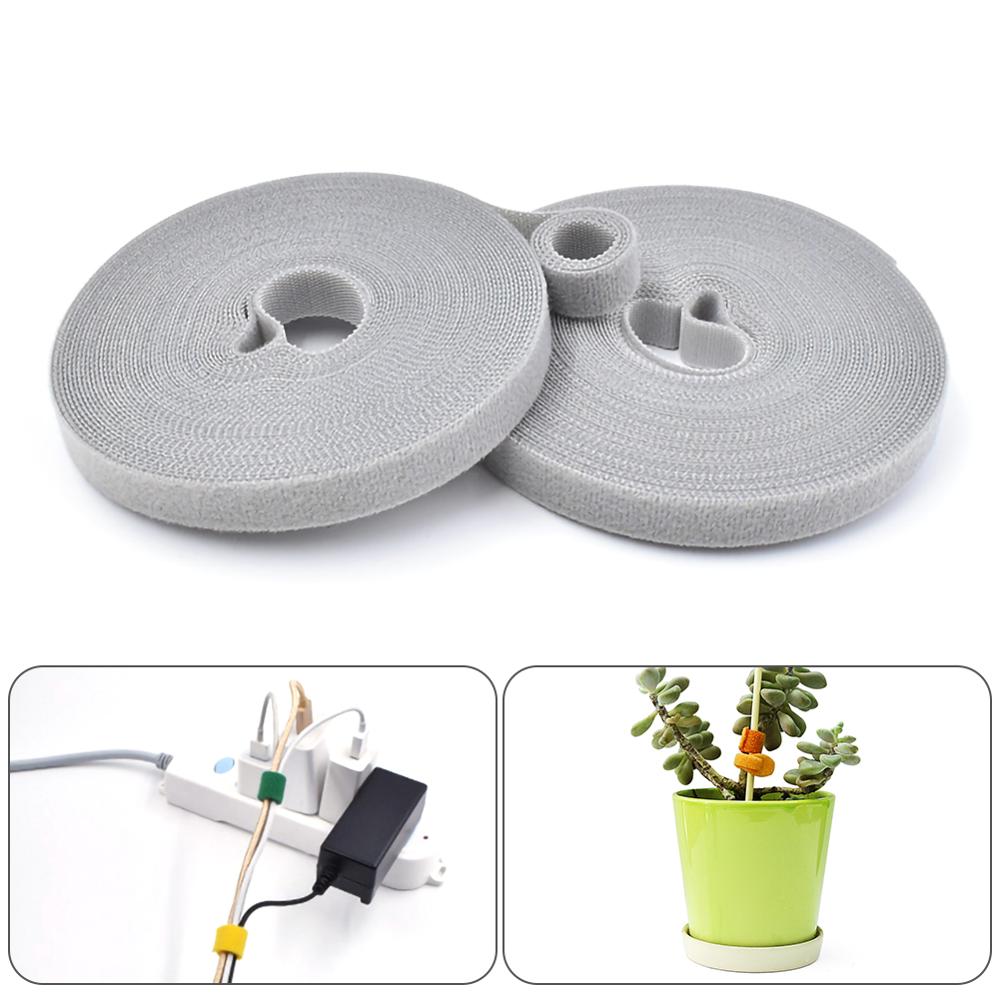 Vendaje de plantas de nailon de 5M, lazo de Velcro ultrafino, sujetador colorido, cinta de Velcro, gancho y cinta de bucle, bridas para cables, accesorios de costura: gray
