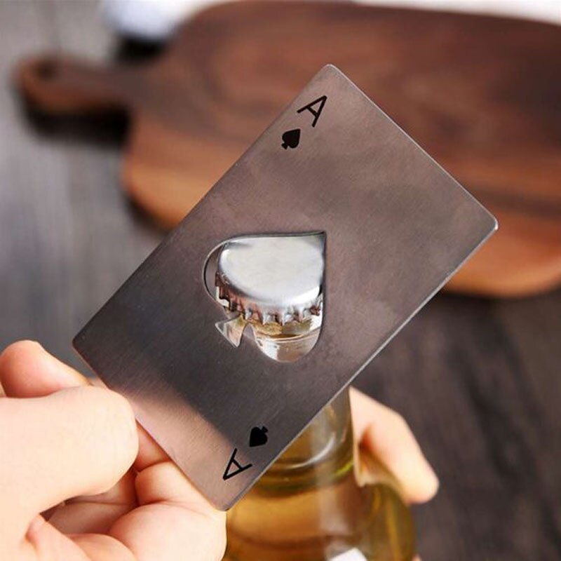 Draagbare Rvs Flesopeners Creditcard Opener Poker Vormige Bierfles Opener Bar Gereedschap Keuken Gadgets