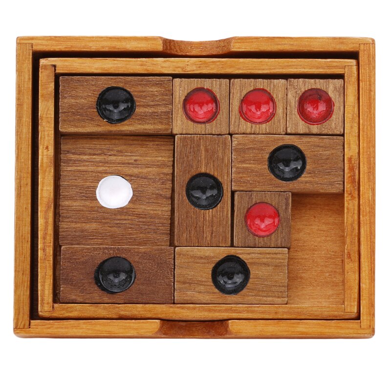 Classical Wooden Slide Escape Puzzle Brain Teaser Chinese Huarong Sliding-Puzzle Kids Intelligence Educational Development Toy