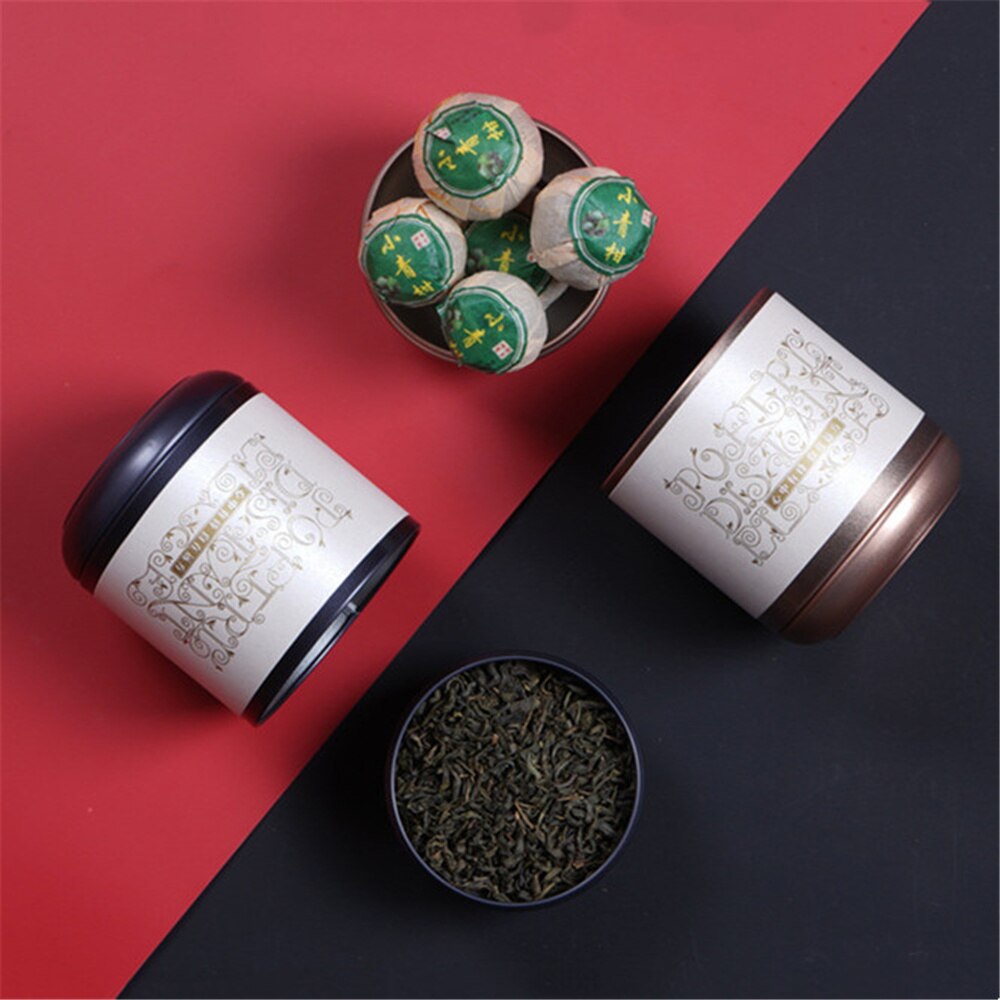 Portable Tinplate Tin tea caddy Tieguanyin sealed storage tank travel Tea Boxes tea tin containers coffee canister Spice jar