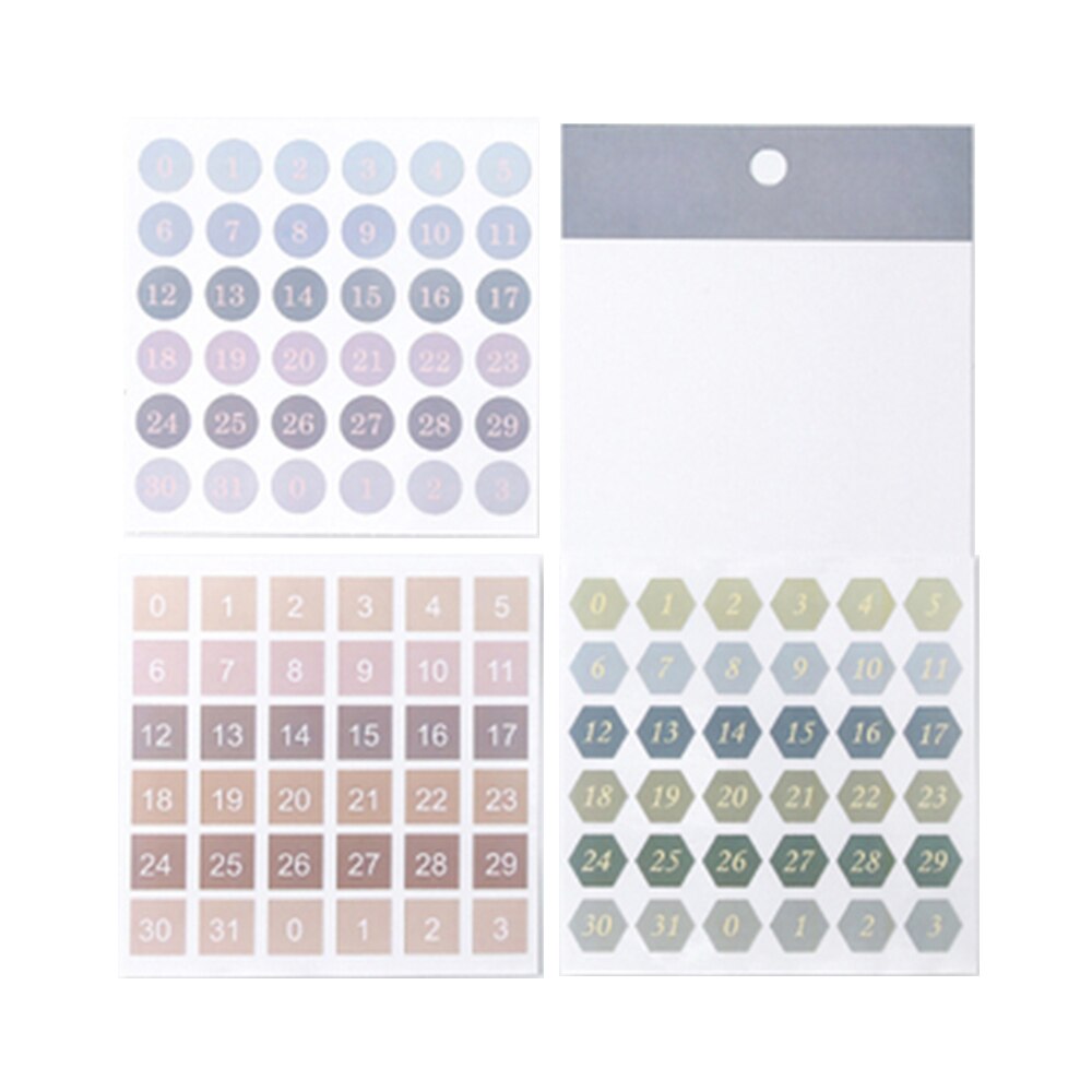 3pcs Feature Circle Index sticker Calendar Remarks week plan date sticker DIY Crafts Decorative paper sticker school Supplies: number
