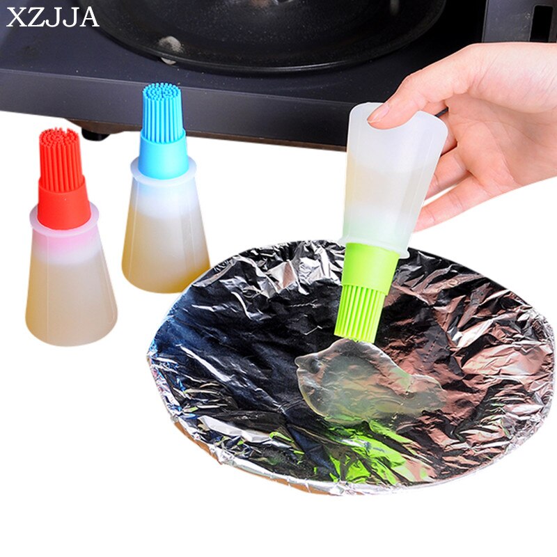 XZJJA 2 uds cepillo de aceite de silicona de pastel brocha para pasteles, mantequilla y pan utensilio para barbacoa pluma de aceite líquido cepillos de seguridad herramientas de cocina