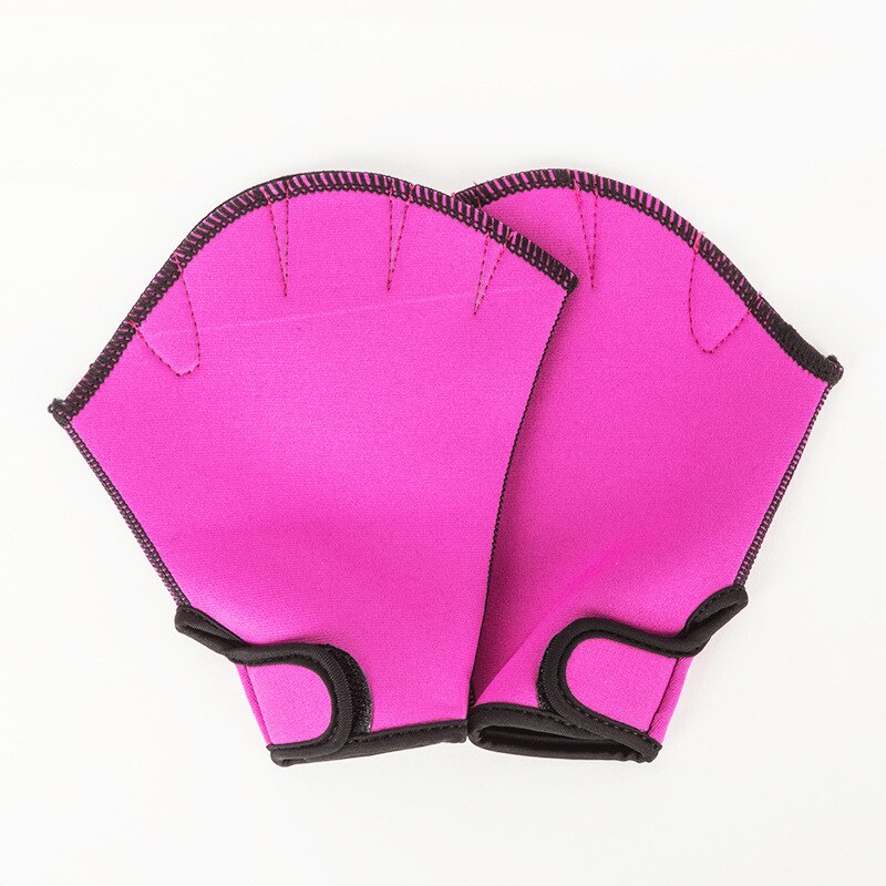 FDBRO Swimming Gloves Aquatic Fitness Water Resistance Aqua Fit Paddle Training Fingerless Gloves: Pink / L