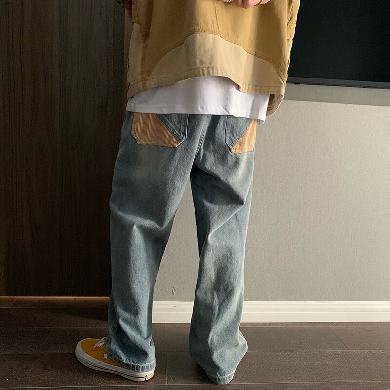 Men Jeans Spring Summer Casual Streetwear Baggy Denim Trousers Wide Leg Plus Size 5XL Patchwork Harajuku Hip-hop Ulzzang