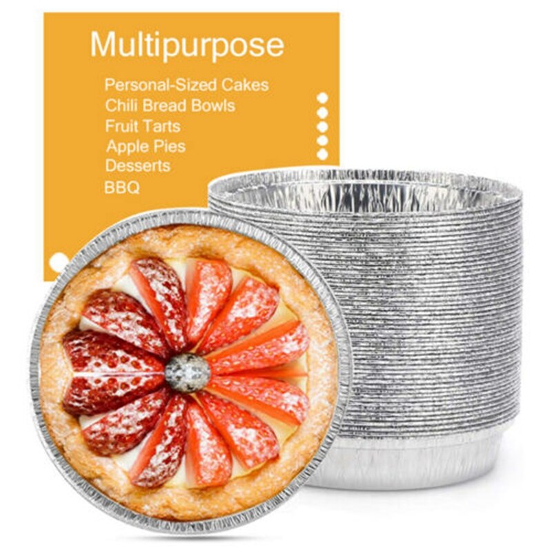 50X Runde Aluminium Folie Bbq Food Tray Container Nicht-Stick Backform Smart
