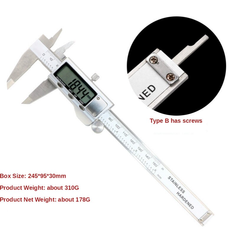 6-Inch 150mm digital calipers Stainless Steel Electronic Digital Vernier Caliper Metal Micrometer Measuring tool calipers: Screw