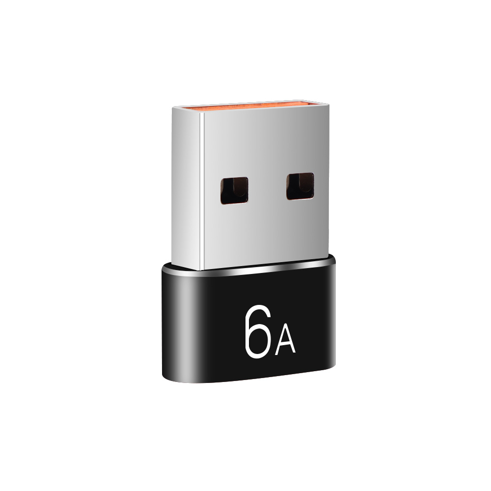 6-1szt. 6A Typ C żeński na USB A męski Adapter OTG Konwerter USB-C do Macbooka Xiaomi Samsung Oneplus Adapter złącza kablowego: Black