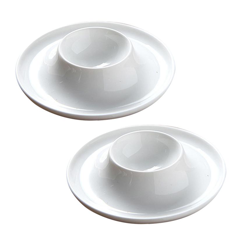 1 Set Ceramic Egg Cup Breakfast Egg Holder Boiled Egg Stand Simple Egg Rack Egg Organizer Brunch Egg Tray Home Restaurant White: 2Pcs 10x10x2cm