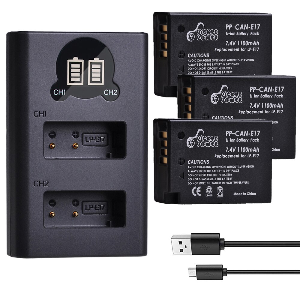 4 Uds LPE17 LP E17 LP-E17 batería LED cargador Dual USB para Canon EOS 200D M3 M5 M6 750D 760D T6i T6s 800D 8000D beso X8i Cámara: Charger and 3Battery