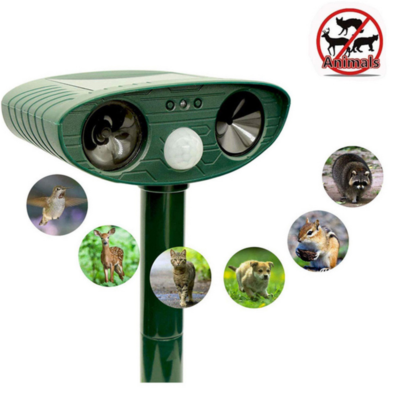 Garden Solar Ultrasonic Animal Repeller Outdoor Cat Dog Repeller With LED Light Infrared Sensor Safe Expulsion House Animal