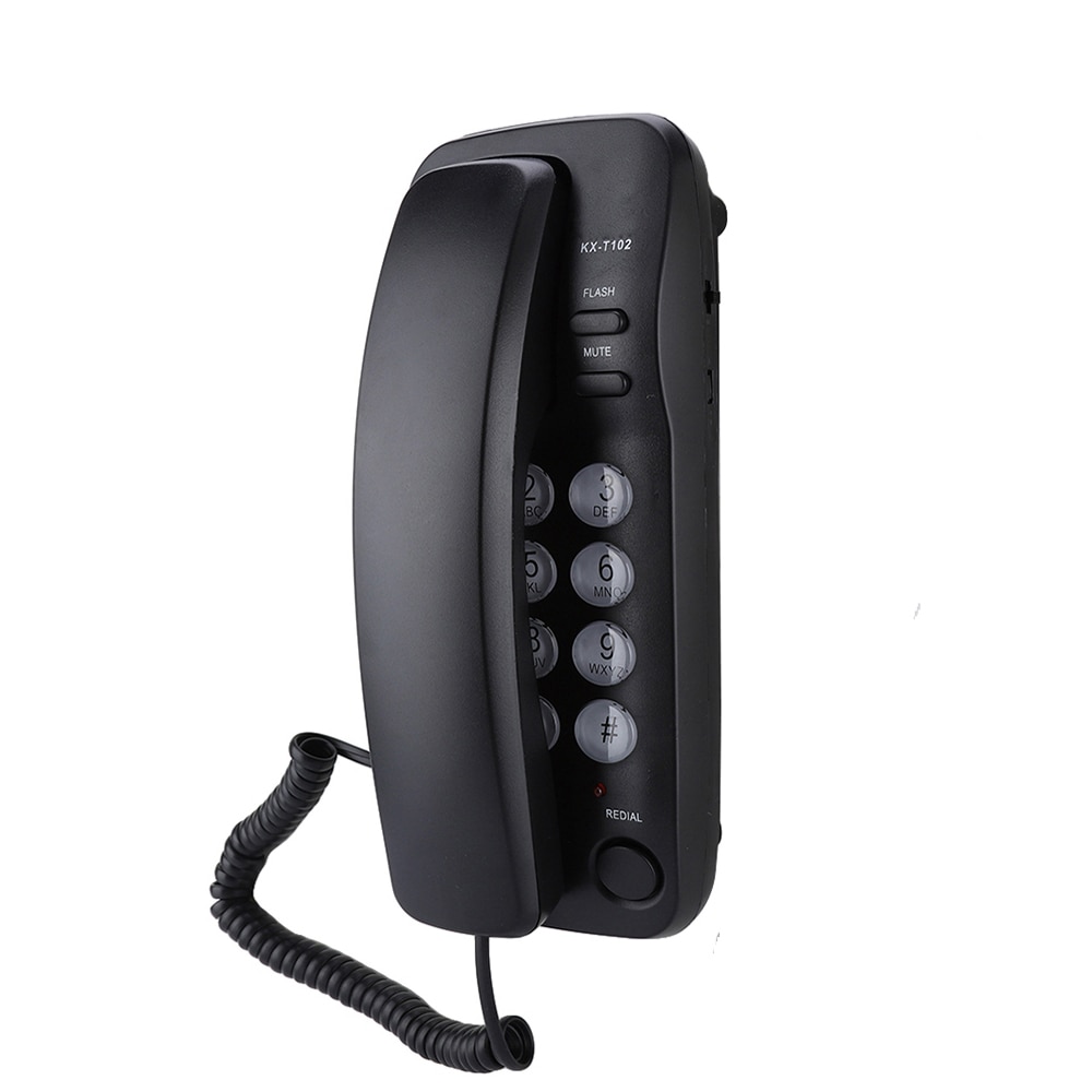 Portable Mini Phone Wall Mount Telephone Landline Extension for Home Family Hotel Black