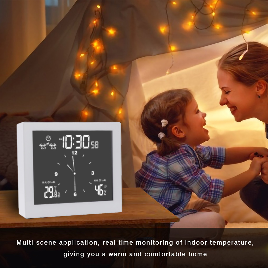 Bathroom Digital Clock Kitchen Wall Clock LCD Screen Waterproof Shower Timer Alarm Temperature Humidity Meter ABS LCD Screen 1pc