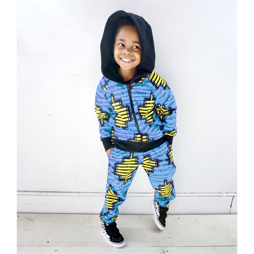 Ropa africana para bebé, Niña y niño, abrigo con capucha y estampado Dashiki, pantalones, traje de otoño, vestidos africanos de manga completa para mujer y niño 2022