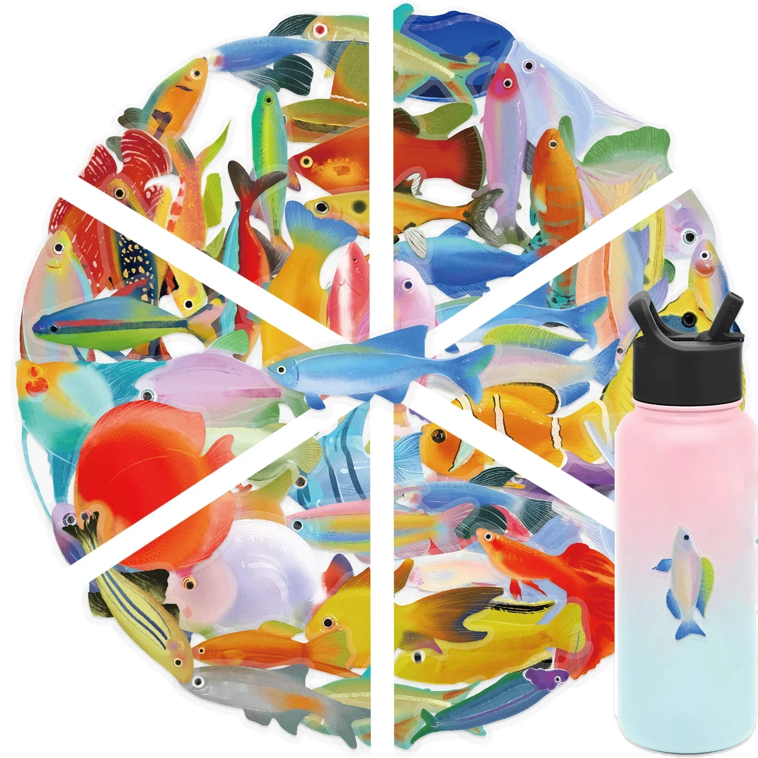 50 stks Cartoon Zeedieren Vis Stickers Vissen Box Koffer Laptop Gitaar Skateboard Fiets Diy Decoratieve Huisdier Stickers ﻿