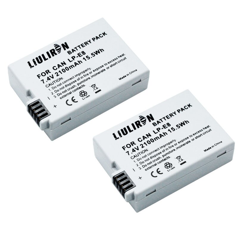 Batería LP E8 LP-E8 LPE8 de 7,4 v y 2100mah, cargador Dual para Canon EOS 550D, 600D, 650D, 700D, X4, X5, X6i, X7i, T2i, T3i: 2battery