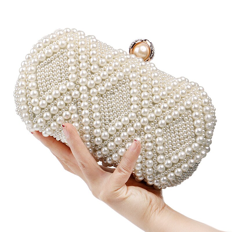 Pearl Clutch Tassen Party Wedding Champagne Portemonnee Vrouwen Witte Kleine Handtassen Elegante Avondtassen Keten Schoudertas FTB331