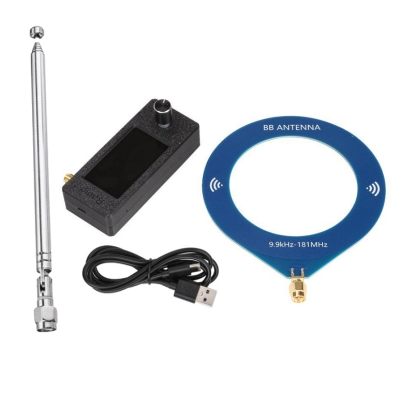 V2 -versjon ats-mini 2 si4732 0.5-108 mhz lomme-ssb miniradio lsb usb am fm allband radiomottaker esp -32-s3 bb antenne: Svart