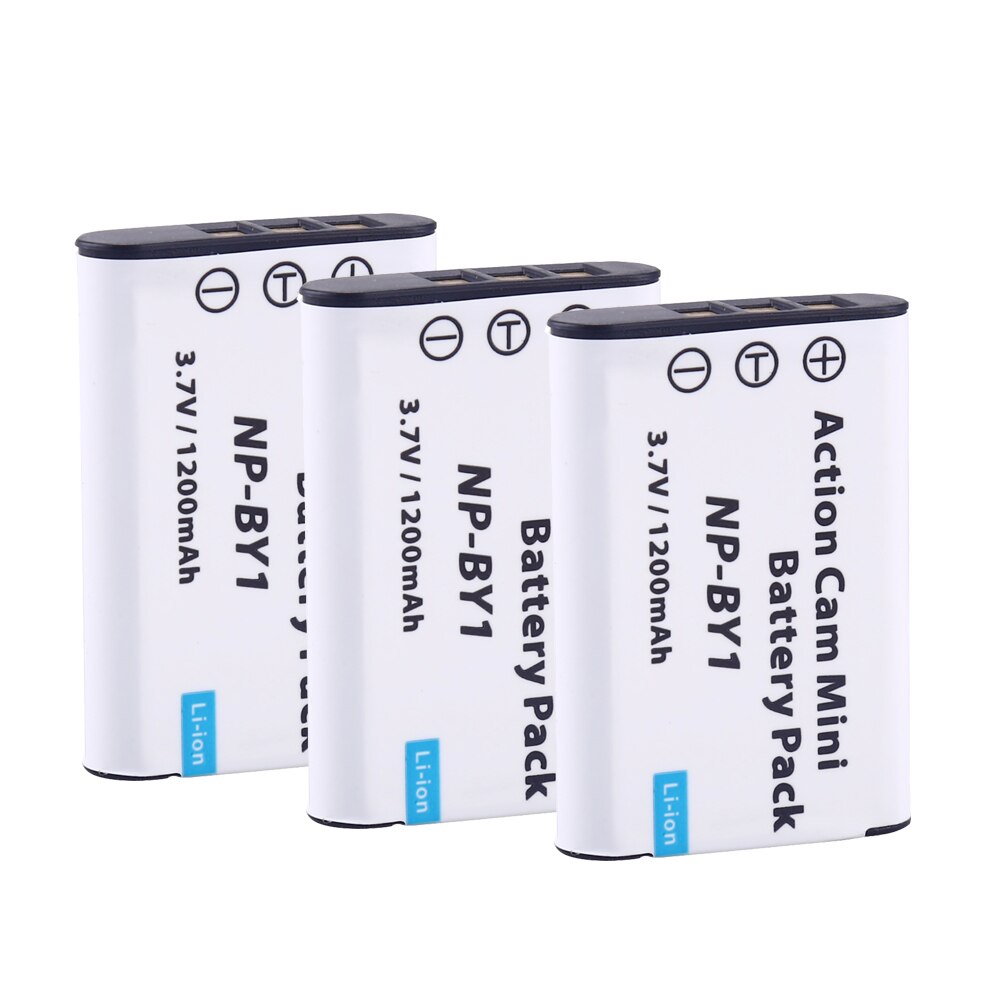 NP-BY1 NPBY1 NP BY1 batería + cargador de batería para Sony HDR-AZ1VR AZ1 AZ1V AZ1VR Cámara de Acción de deportes Mini videocámara np by1: 3x battery