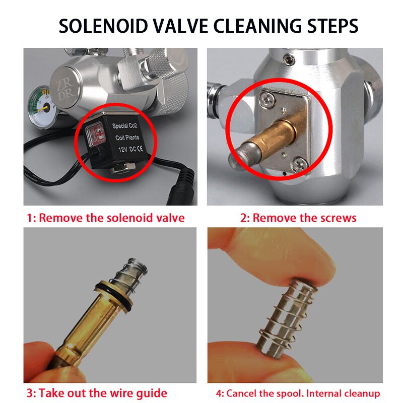 ZRDR CO2 regulator/pressure reducing valve/solenoid valve/inner spool-guide head-solenoid valve coil fish tank CO2 accessories